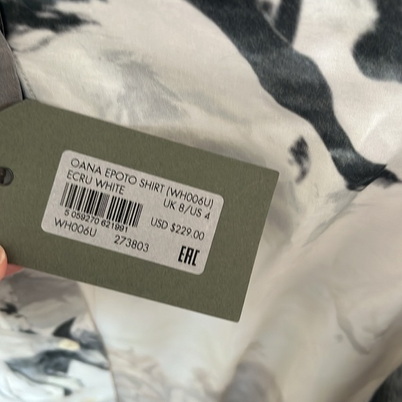 All Saints | OANA EPOTO HORSE PRINT BALLOON SLEEVE BLOUSE IN ECRU WHITE
 | NWT - Picture 4 of 8